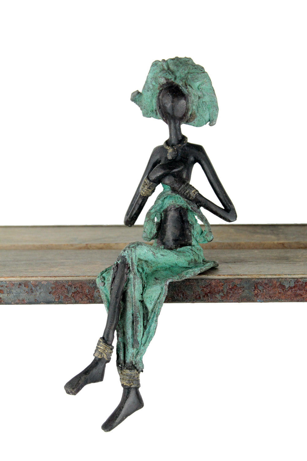 Bronze assis 25 cm vert n°13 Bronzes d'Afrique