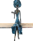 Bronze Issouf assis 55 cm bleu n°1 Bronzes d'Afrique
