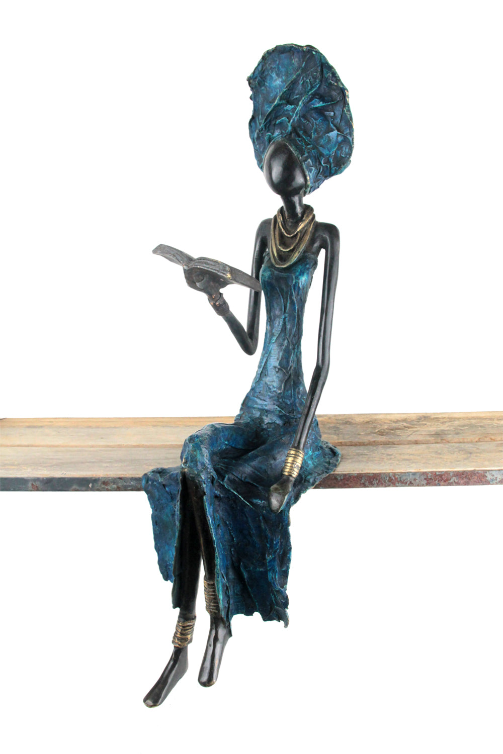 Bronze Issouf assis 55 cm bleu n°1 Bronzes d'Afrique
