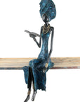 Bronze Issouf assis 55 cm bleu n°1 Bronzes d'Afrique
