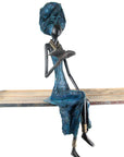 Bronze Issouf assis 55 cm bleu n°1 Bronzes d'Afrique