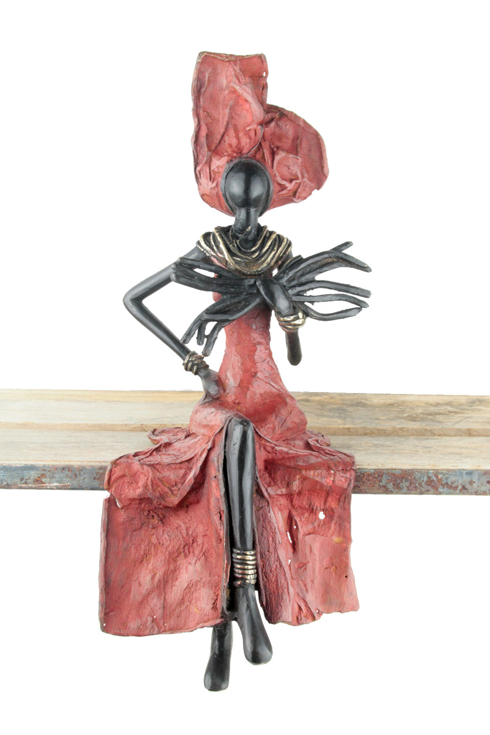 Bronze assis 35 cm rouge n°3 Bronzes d'Afrique