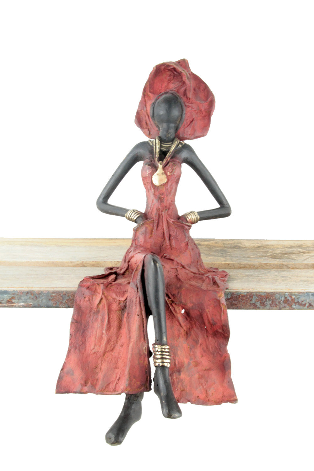 Bronze assis 35 cm rouge n°4 Bronzes d'Afrique