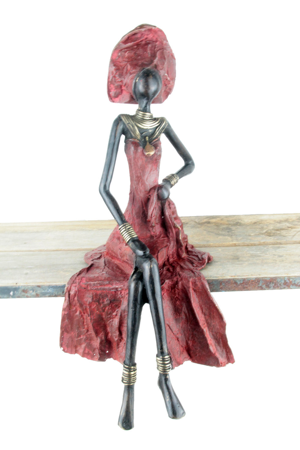 Bronze assis 40 cm rouge n°6 Bronzes d'Afrique