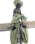 Bronze Issouf exceptionnel assis 55 cm vert n°2 Bronzes d'Afrique