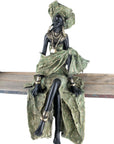 Bronze Issouf exceptionnel assis 55 cm vert n°2 Bronzes d'Afrique