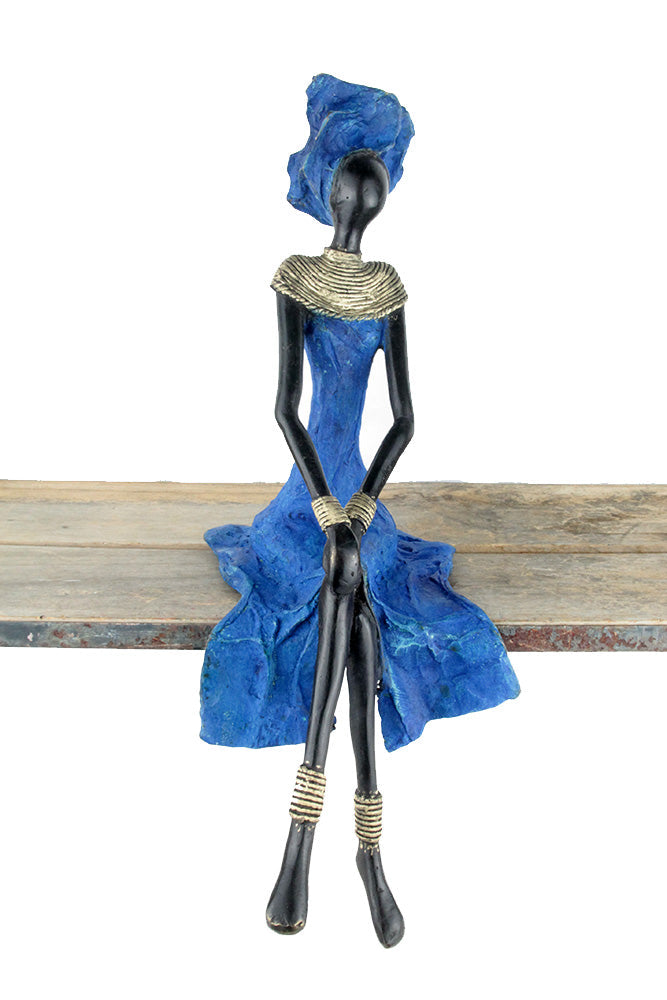 Bronze assis 40 cm bleu n°8 Bronzes d'Afrique