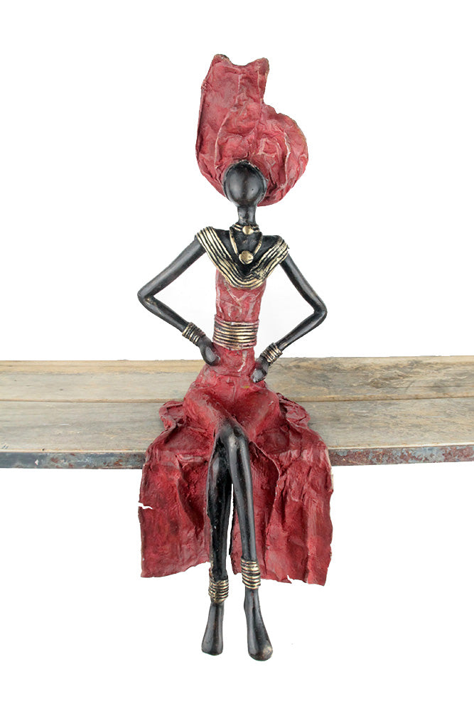 Bronze assis 40 cm rouge n°10 Bronzes d'Afrique