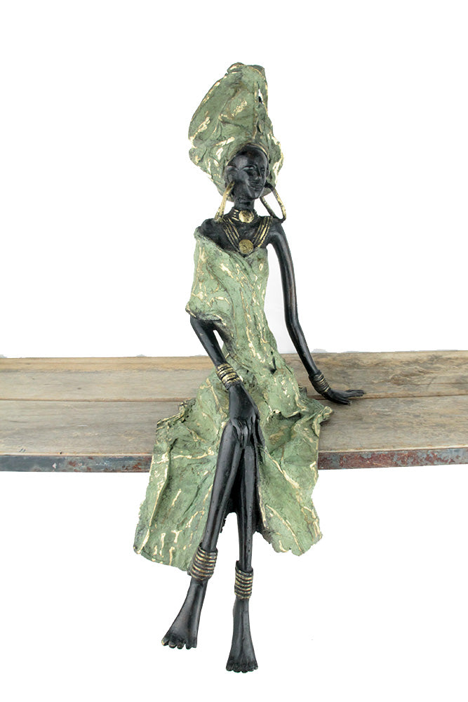 Bronze assis 40 cm vert n°2 Bronzes d'Afrique