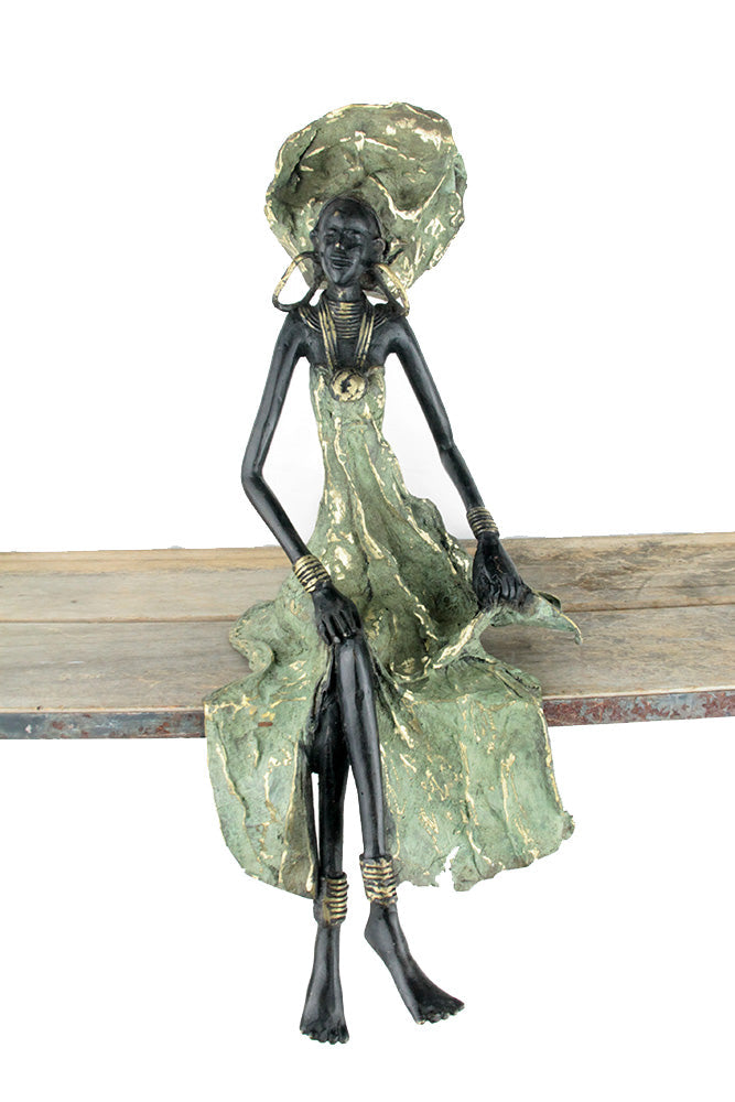 Bronze assis 40 cm vert n°8 Bronzes d'Afrique