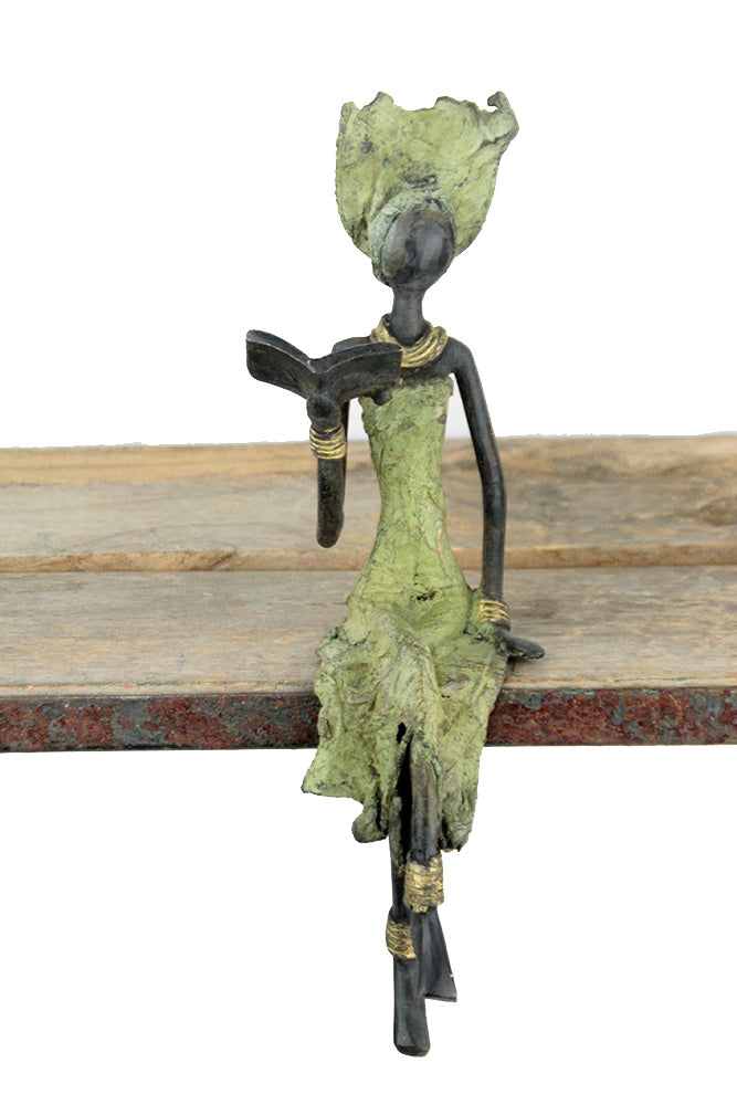 Bronze assis 25 cm vert n°15 Bronzes d'Afrique