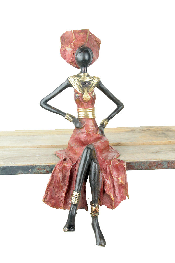 Bronze assis 35 cm rouge n°6 Bronzes d'Afrique