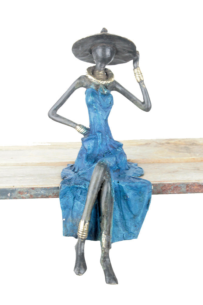 Bronze assis 35 cm bleu n°1 Bronzes d'Afrique