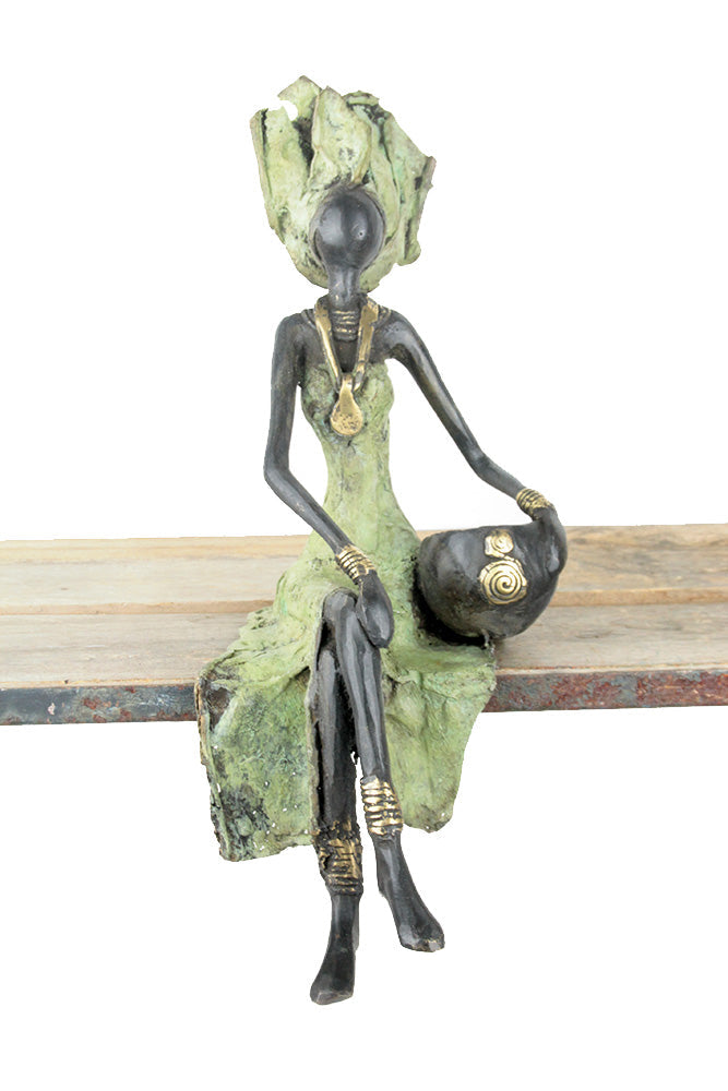 Bronze assis 35 cm vert n°5 Bronzes d'Afrique