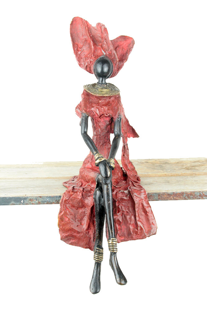 Bronze assis 40 cm rouge n°9 Bronzes d'Afrique