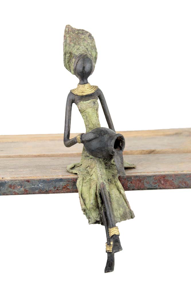 Bronze assis 25 cm vert n°17 Bronzes d'Afrique