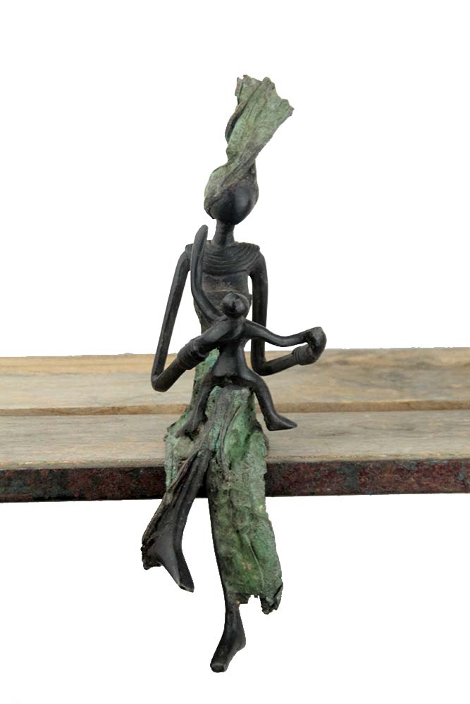 Bronze assis 25 cm vert n°20 Bronzes d'Afrique