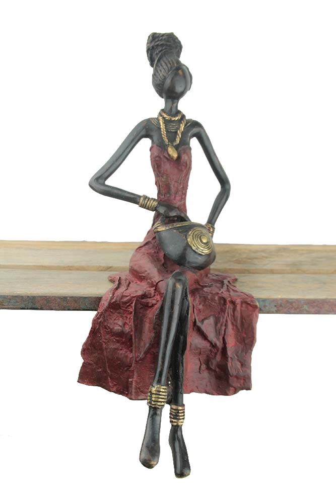 Bronze assis 40 cm rouge n°1 Bronzes d'Afrique