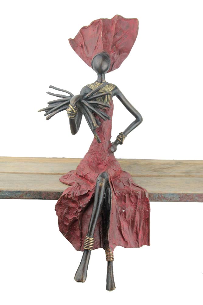 Bronze assis 40 cm rouge n°5 Bronzes d'Afrique