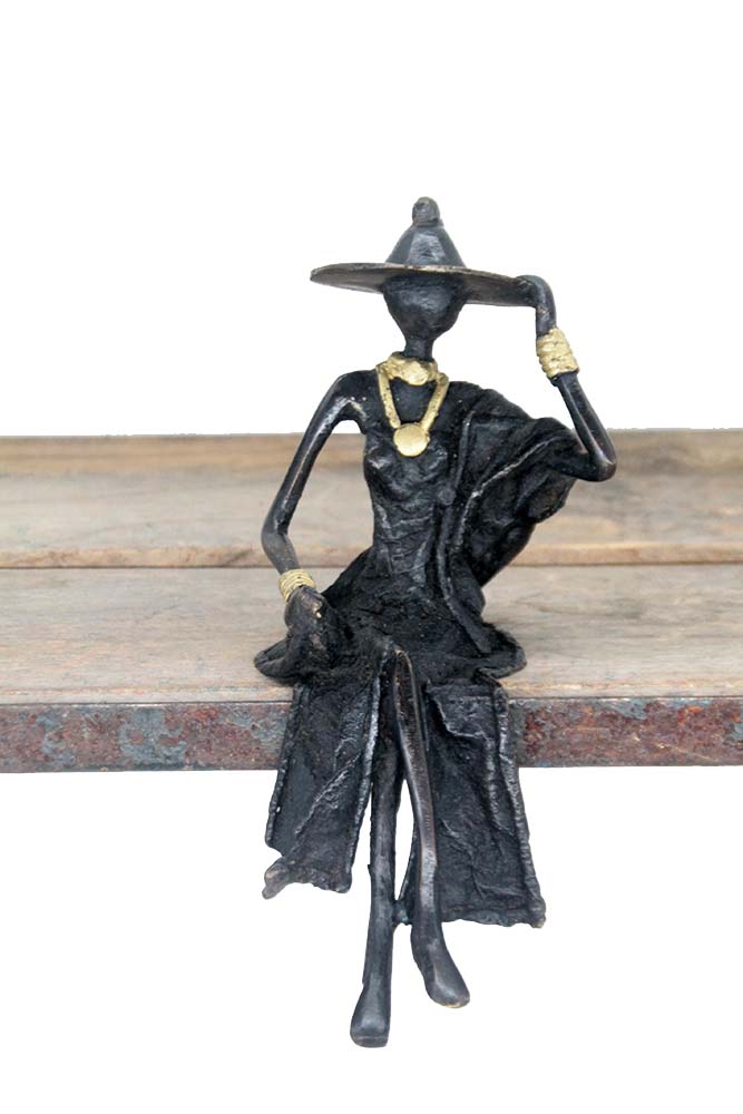 Bronze assis 20 cm noir n°10 Bronzes d'Afrique