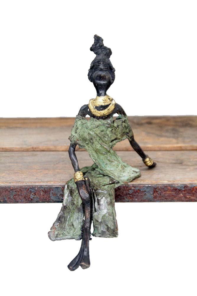 Bronze assis 20 cm vert n°4 Bronzes d'Afrique