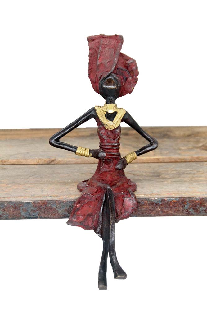 Bronze assis 20 cm rouge n°10 Bronzes d'Afrique