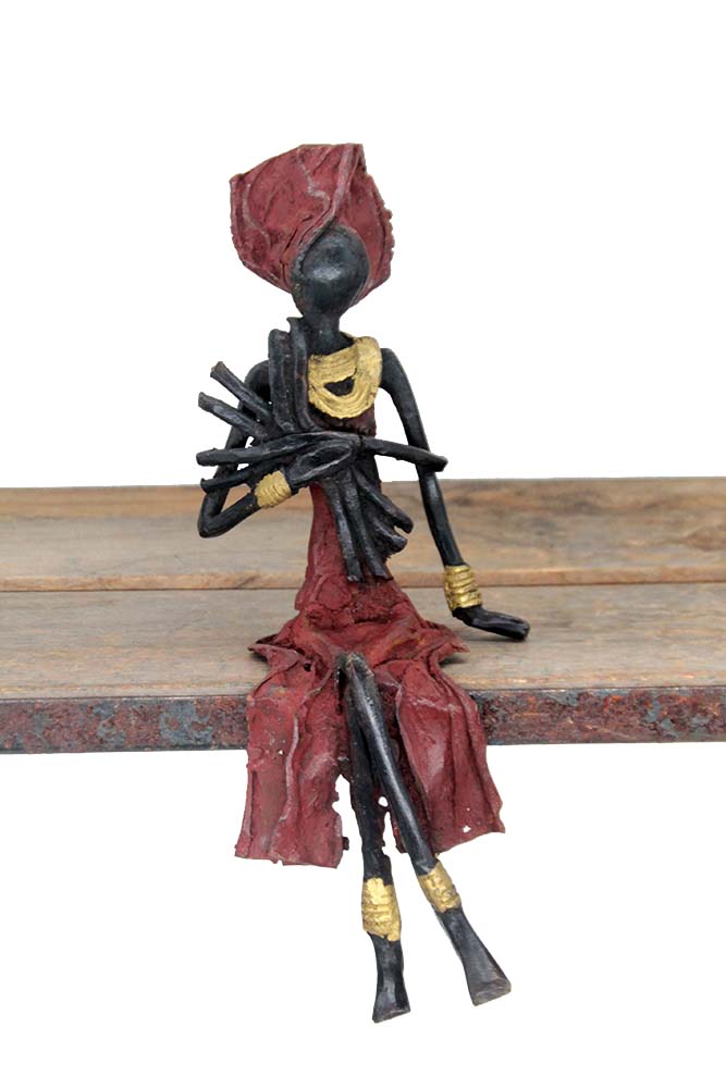 Bronze assis 25 cm rouge n°5 Bronzes d'Afrique