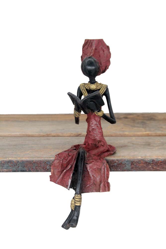 Bronze assis 25 cm rouge n°15 Bronzes d'Afrique