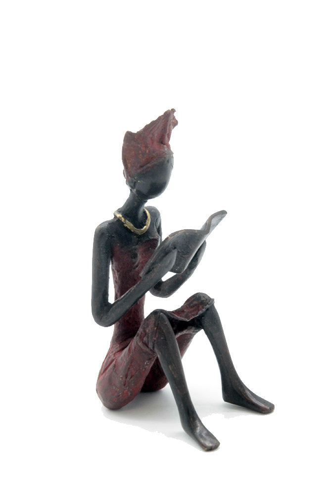 Bronze assis à poser 25 cm rouge n°7 Bronzes d'Afrique