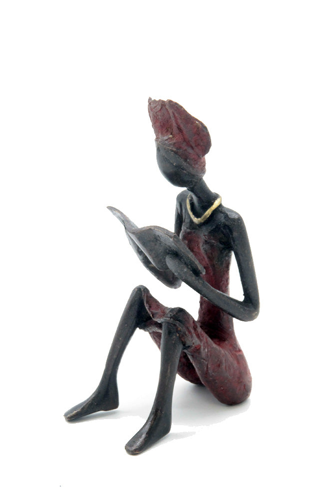 Bronze assis à poser 25 cm rouge n°7 Bronzes d'Afrique