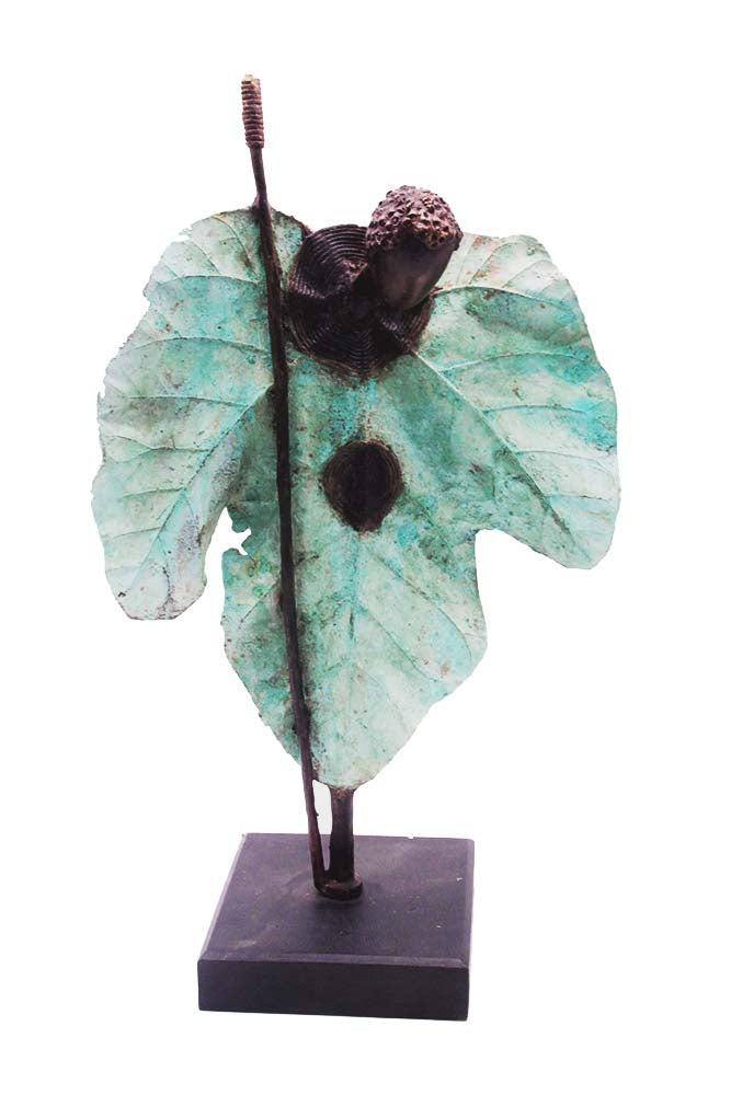 Bronze Feuille simple 45 cm vert n°1 Bronzes d'Afrique