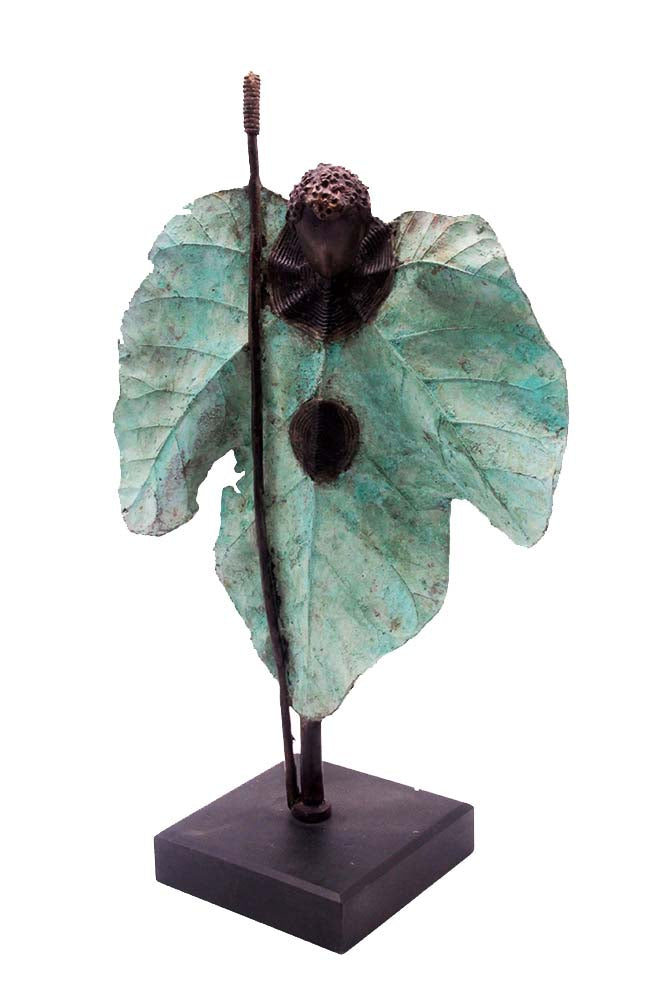 Bronze Feuille simple 45 cm vert n°1 Bronzes d'Afrique