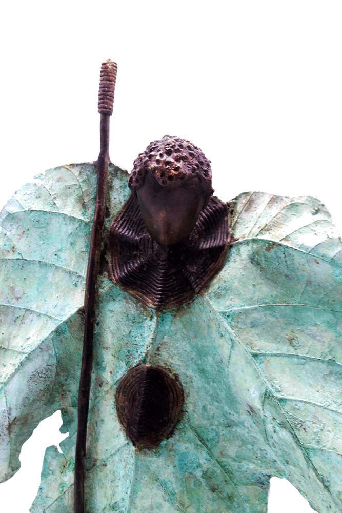 Bronze Feuille simple 45 cm vert n°1 Bronzes d'Afrique