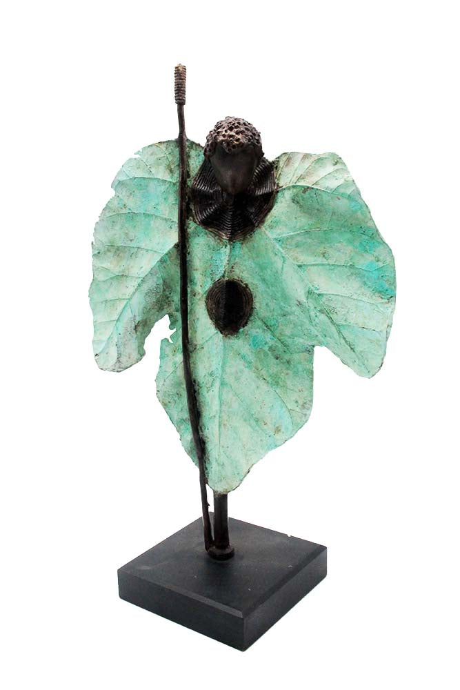Bronze Feuille simple 45 cm vert n°1 Bronzes d'Afrique