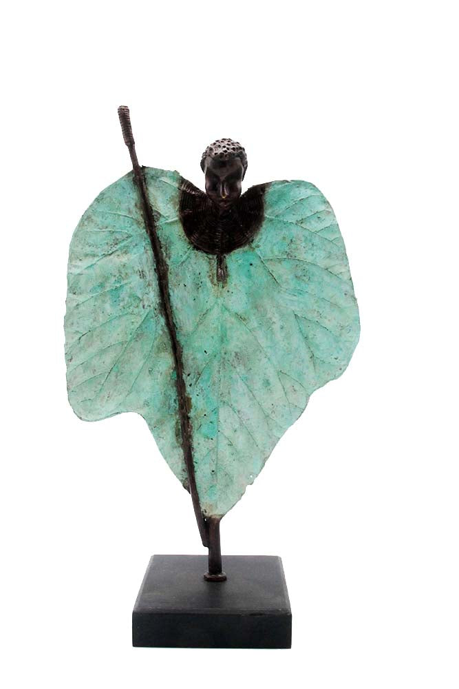 Bronze Feuille simple 45 cm vert n°2 Bronzes d'Afrique
