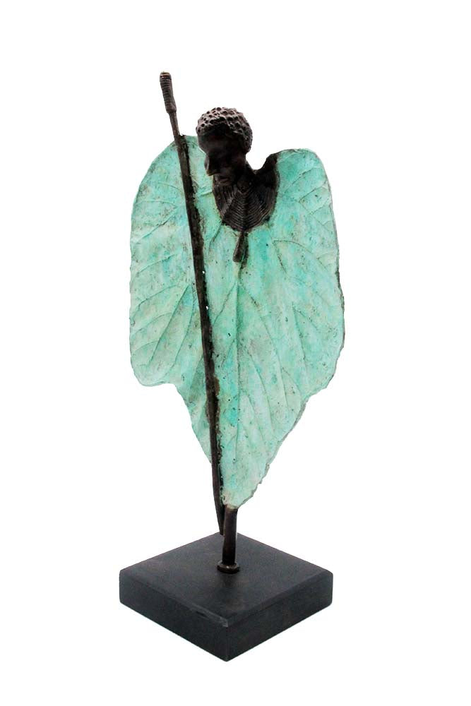 Bronze Feuille simple 45 cm vert n°2 Bronzes d'Afrique