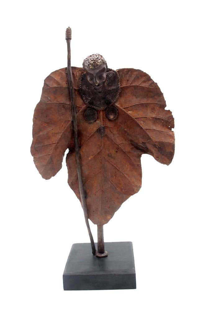 Bronze Feuille simple 45 cm marron n°2 Bronzes d'Afrique