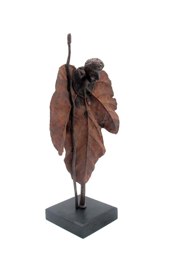 Bronze Feuille simple 45 cm marron n°2 Bronzes d'Afrique