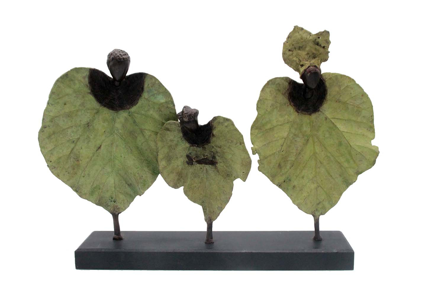 Bronze Feuille triple 45 cm vert n°1 Bronzes d'Afrique