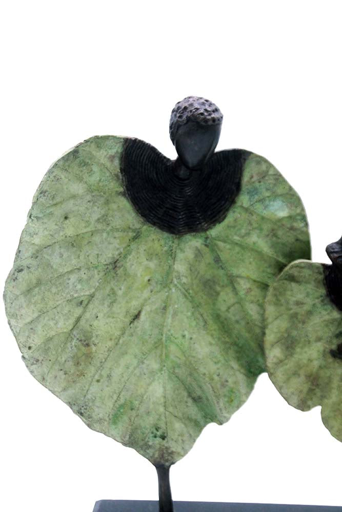 Bronze Feuille triple 45 cm vert n°1 Bronzes d'Afrique