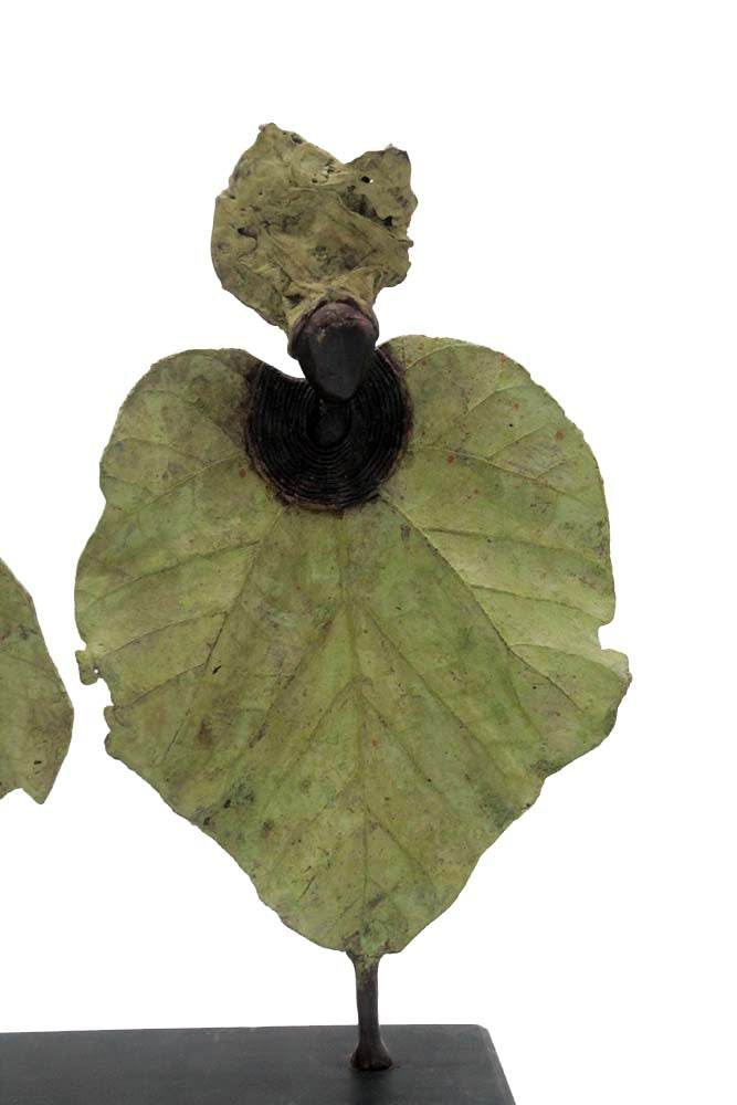 Bronze Feuille triple 45 cm vert n°1 Bronzes d'Afrique