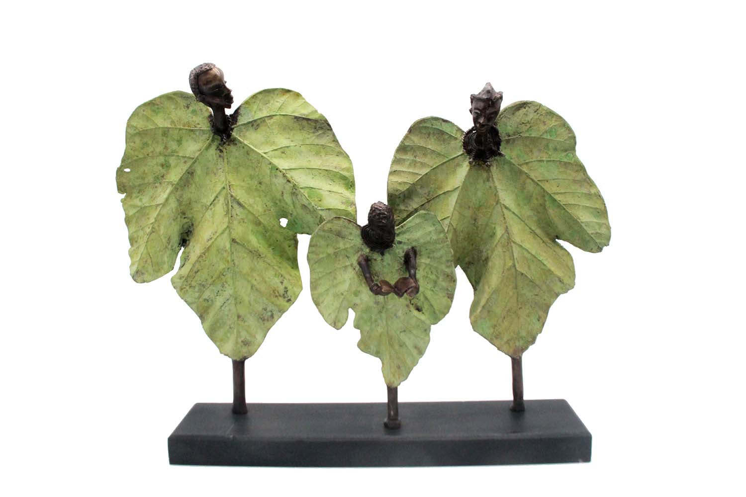 Bronze Feuille triple 45 cm vert n°2 Bronzes d'Afrique