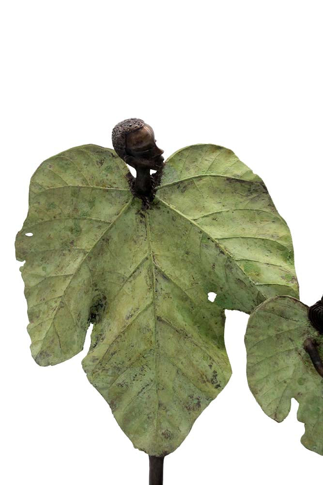 Bronze Feuille triple 45 cm vert n°2 Bronzes d'Afrique