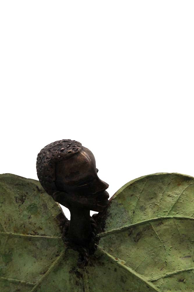 Bronze Feuille triple 45 cm vert n°2 Bronzes d'Afrique