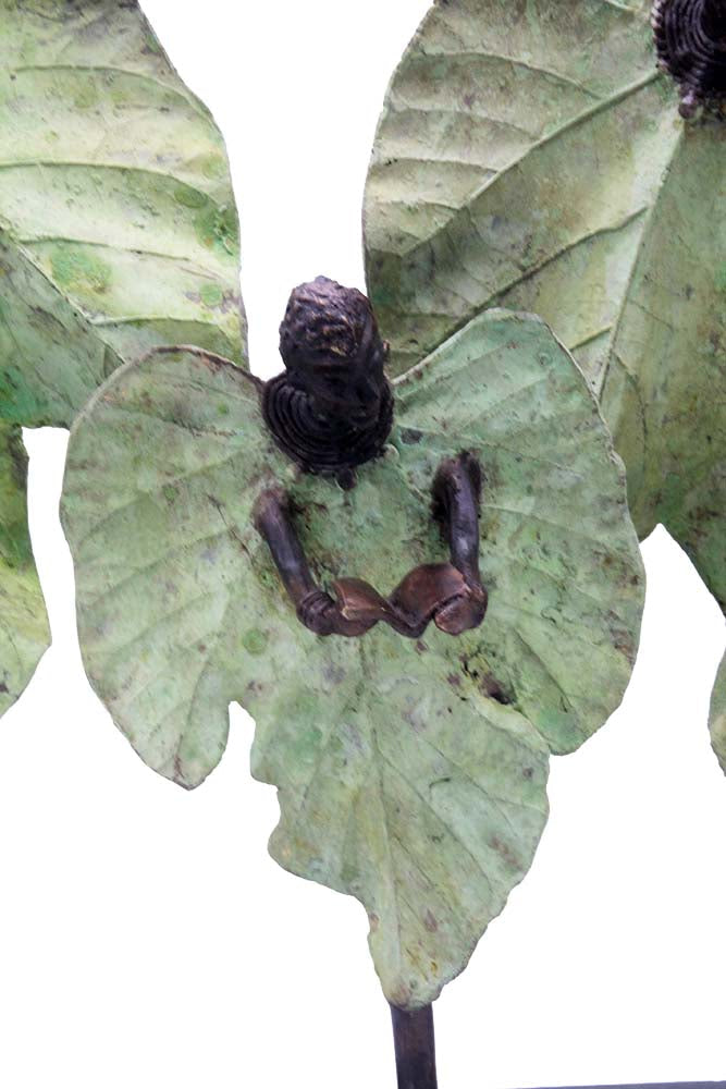 Bronze Feuille triple 45 cm vert n°2 Bronzes d'Afrique