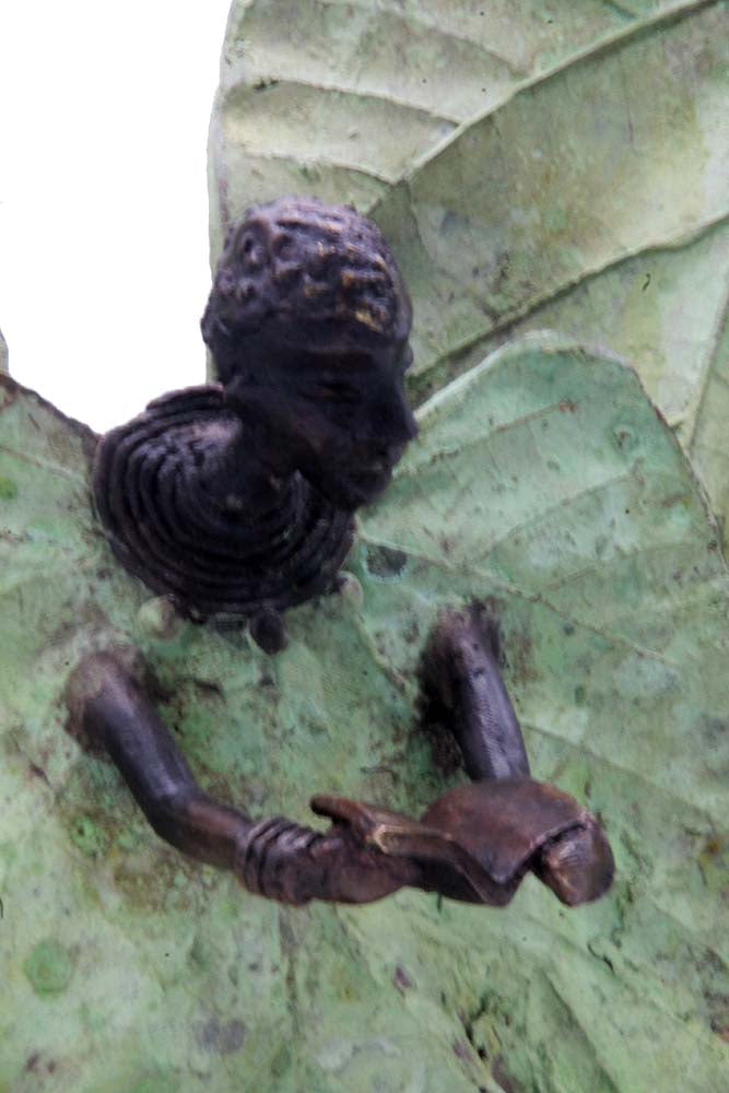 Bronze Feuille triple 45 cm vert n°2 Bronzes d'Afrique