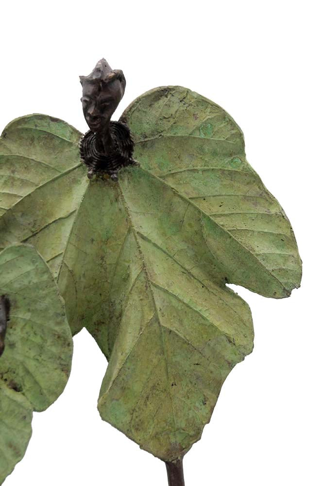 Bronze Feuille triple 45 cm vert n°2 Bronzes d'Afrique
