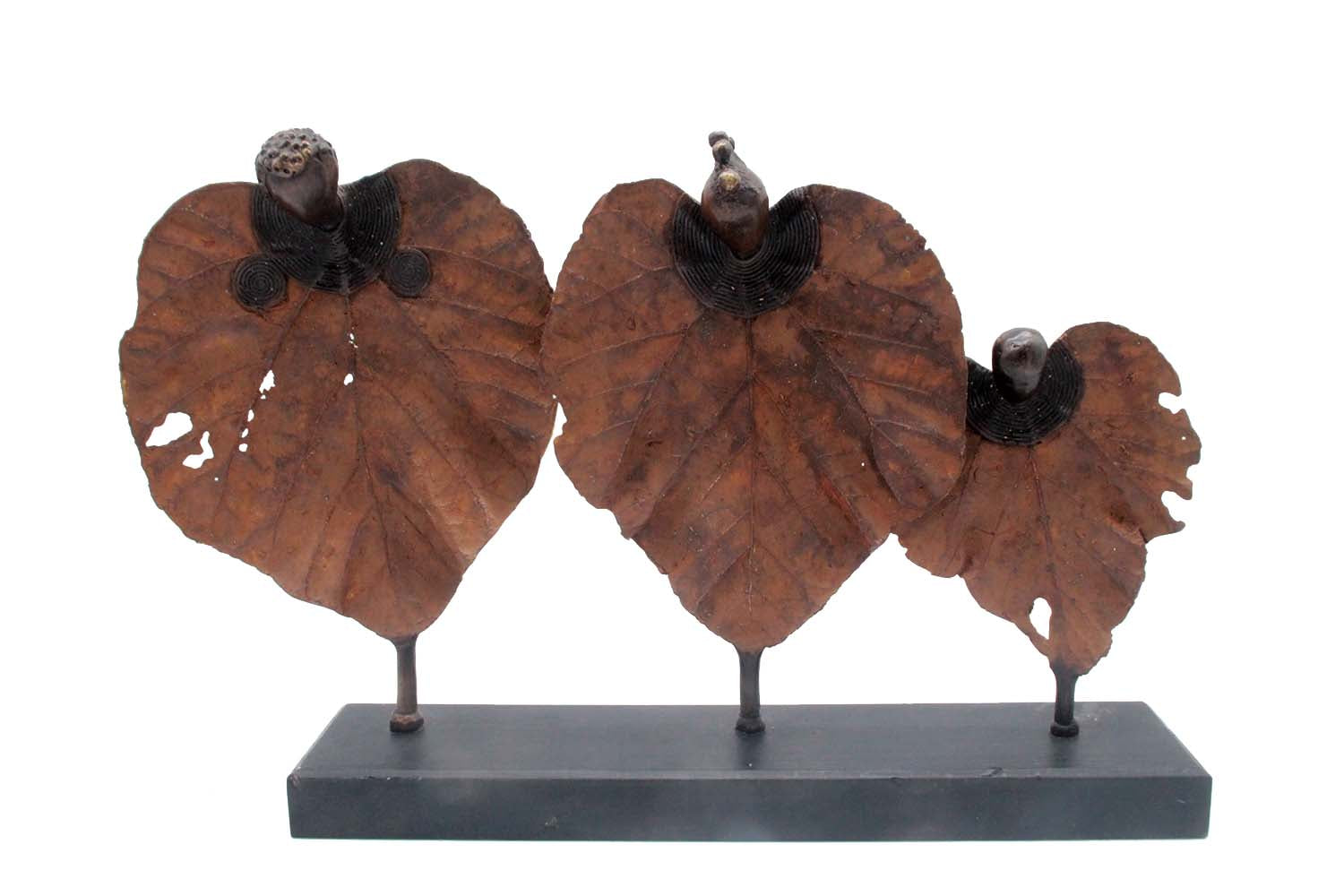 Bronze Feuille triple 45 cm marron n°1 Bronzes d'Afrique