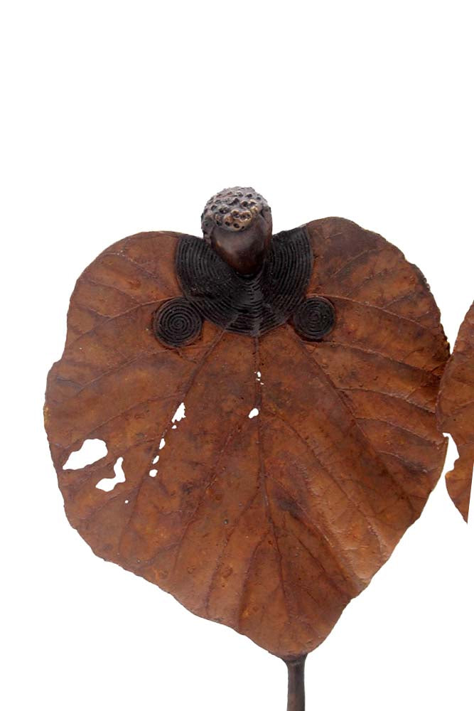 Bronze Feuille triple 45 cm marron n°1 Bronzes d'Afrique