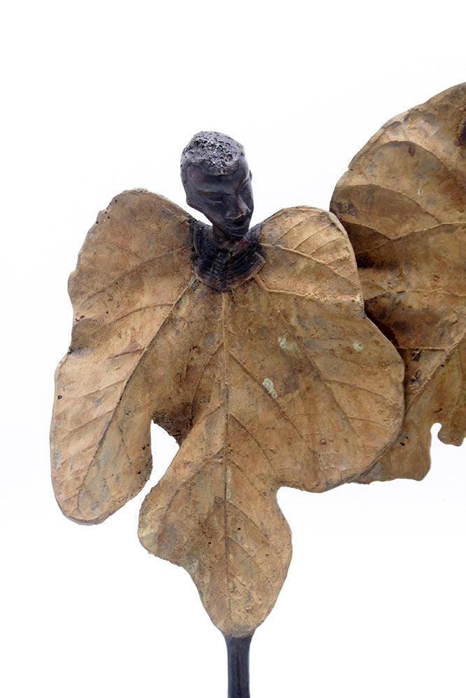 Bronze Feuille triple 45 cm marron n°2 Bronzes d'Afrique